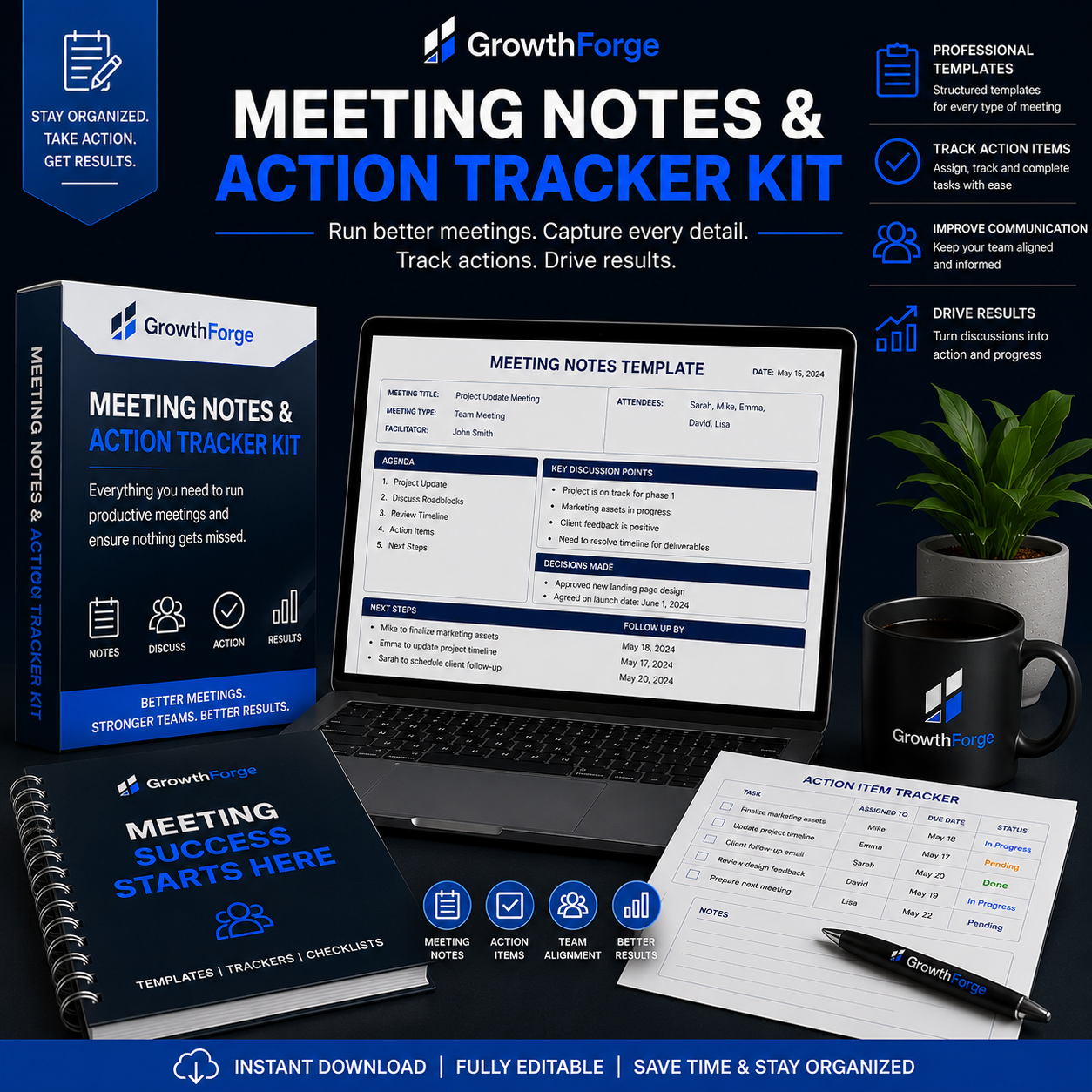 Meeting Notes & Action Tracker Kit